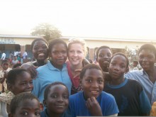 Rebecca with the older children in Malawi